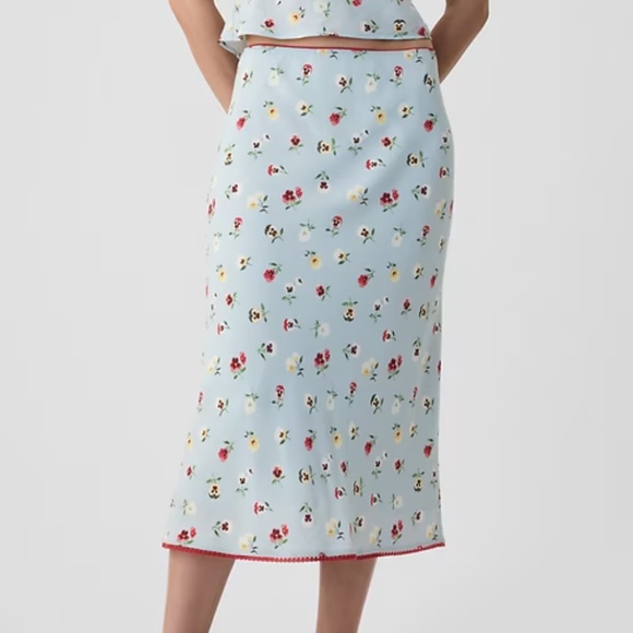 NWT Gap × DÔEN Floral Midi Skirt XL Pansy Flower Print - Picture 1 of 5